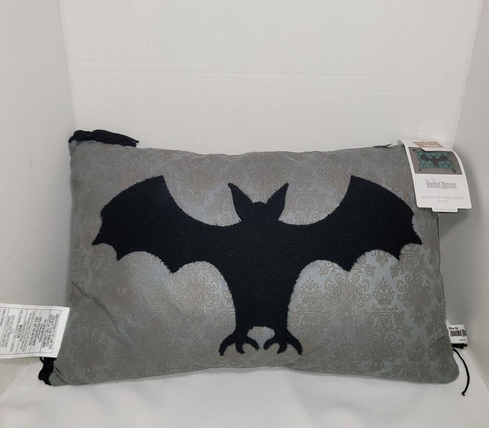 Hallmark Disney Haunted Mansion Pillow Glow in The Dark Foolish Mortals Bat